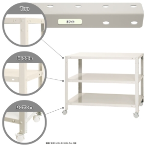 北島 【法人限定/代引き不可】 スマートラック NSTR-K153 キャスター付 W800×D200×H600 白 51070015301