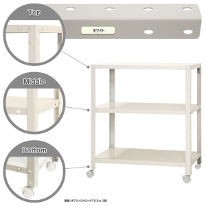 北島 【法人限定/代引き不可】 スマートラック NSTR-K247 キャスター付 W700×D450×H750 白 51070024701