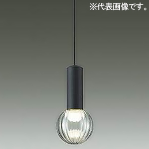 DAIKO LED小型ペンダントライト フランジタイプ 直付・埋込兼用 白熱灯60W相当 調光タイプ LED6.2W 電球色 黒サテン/透明(リブ入)ガラス DPN-41825YG