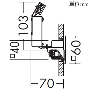 DAIKO LED足元灯 コンパクトタイプ 非調光タイプ LED1W 電球色 埋込穴□50mm 黒 LED足元灯 コンパクトタイプ 非調光タイプ LED1W 電球色 埋込穴□50mm 黒 DBK-41805Y 画像2