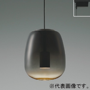 コイズミ照明 LEDペンダントライト 《Minimal Rustic Gradation×glass》 プラグタイプ 白熱球40W相当 非調光 電球色 幅φ170mm スモークグレー AP54844