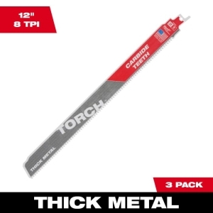 ミルウォーキー milwaukee TORCH 金工用カーバイドレシプロソーブレード 8TPI 305mm(3本パック) 48-00-5303