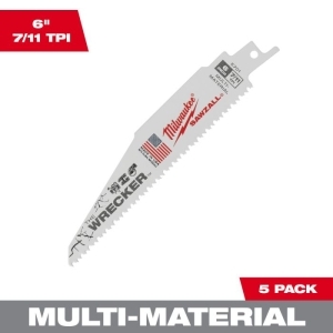 ミルウォーキー milwaukee WRECKER 解体用レシプロソーブレード 7/11 TPI 152mm(5本パック) 48-00-5701