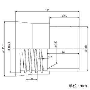 日本キヤリア(東芝) フレキシブルダクト φ152.4×8000mm 接続口元4個付 塩ビ製 フレキシブルダクト φ152.4×8000mm 接続口元4個付 塩ビ製 DV-2FPA 画像3