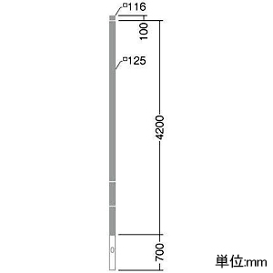 DAIKO □125角ポール ≪HIGH POLE≫ 4.2m用 防雨形 地中埋込専用 カットアウトスイッチ取付可 LZA-93602