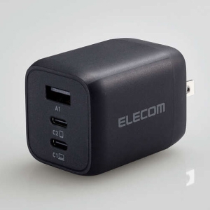 ELECOM キューブAC充電器 最大出力65W TypeC×2ポート+TypeA×1ポート PD対応 キューブAC充電器 最大出力65W TypeC×2ポート+TypeA×1ポート PD対応 ACDC-PD4465BK