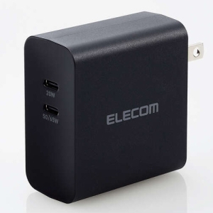 ELECOM AC充電器 最大出力70W TypeC×2ポート PD対応 AC充電器 最大出力70W TypeC×2ポート PD対応 ACDC-PD4570BK