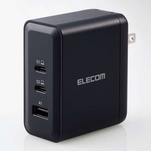 ELECOM AC充電器 最大出力100W TypeC×2ポート+TypeA×1ポート PD対応 AC充電器 最大出力100W TypeC×2ポート+TypeA×1ポート PD対応 ACDC-PD65100BK