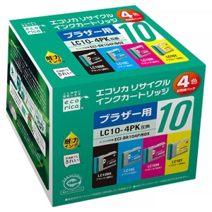 ELECOM リサイクルインクカートリッジ 《エコリカ》 brother用 LC104PK互換 4色パック ECI-BR104P/BOX