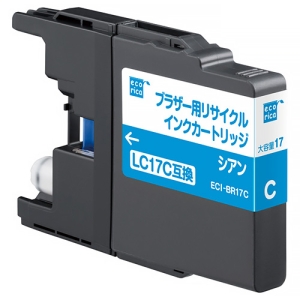 ELECOM リサイクルインクカートリッジ 《エコリカ》 brother用 LC17C互換 シアン ECI-BR17C