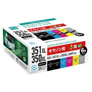 ELECOM リサイクルインクカートリッジ 《エコリカ》 Canon用 BCI-351XL+350XL/6MP互換 6色パック ECI-C351XL-6P