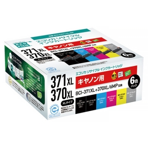 ELECOM リサイクルインクカートリッジ 《エコリカ》 Canon用 BCI-371XL+370XL/6MP互換 6色パック ECI-C371XL-6P