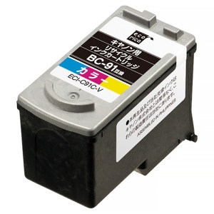 ELECOM リサイクルインクカートリッジ 《エコリカ》 Canon用 BC-91互換 カラー ECI-C91C-V