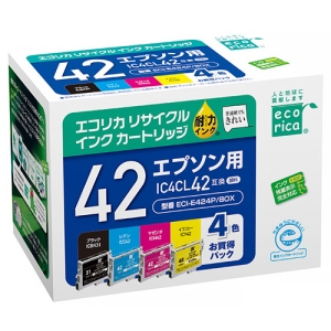 ELECOM リサイクルインクカートリッジ 《エコリカ》 EPSON用 IC4CL42互換 4色パック ECI-E424P/BOX