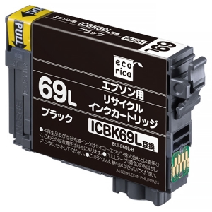 ELECOM リサイクルインクカートリッジ 《エコリカ》 EPSON用 ICBK69L互換 ブラック ECI-E69L-B