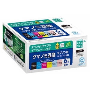 ELECOM リサイクルインクカートリッジ 《エコリカ》 EPSON用 KUI-6CL-L互換 6色パック ECI-EKUIL-6P