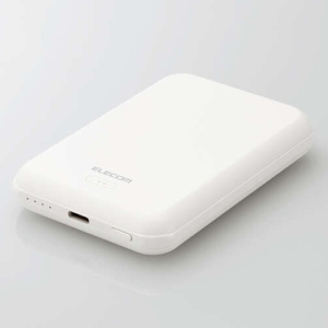 ELECOM モバイルバッテリー 容量5000mAh マグネット付ワイヤレス充電対応 ホワイト DE-C40-5000WH