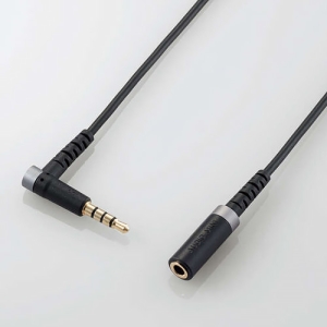 ヘッドホン・イヤホン用延長コード 高耐久モデル マイク対応 コード長2.0m EHP-35ELS4P20BK