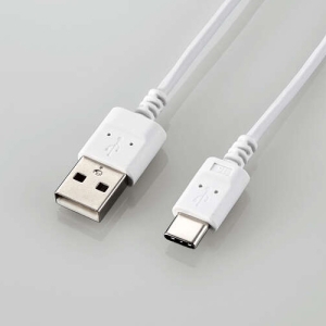 極細USBケーブル TypeA-TypeC 長さ1.0m ホワイト MPA-ACX10WH