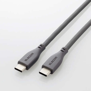 USB2.0ケーブル なめらかシリコンタイプ TypeC-TypeC 最大100W対応 長さ1.0m グレー MPA-CC5PSS10GY