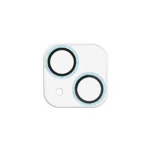 カメラレンズ保護カバー 《&me》 ガラスタイプ iPhone15・15Plus用 グリッター仕様 ブルー PM-A23AFLLP1BUG
