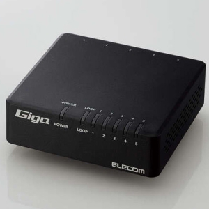 Giga対応スイッチングHub 5ポート 磁石付き プラスチック筐体 電源外付モデル ブラック EHC-G05PA4-JB