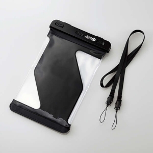タブレット防水ケース IPX8 ボタンの押しやすいサイドフレームレスタイプ ネックストラップ付 7〜8.3inch ブラック TB-WPSR08BK