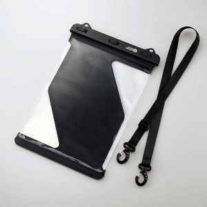 タブレット防水ケース IPX8 ボタンの押しやすいサイドフレームレスタイプ ネックストラップ付 8.9〜13inch ブラック TB-WPSR13BK