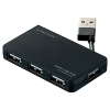 ELECOM USB2.0ハブ バスパワータイプ 4ポート ケーブル収納タイプ ケーブル長29mm ブラック U2H-YKN4BBK