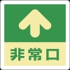 日本緑十字社 蓄光式避難誘導ステッカー標識 ↑非常口 蓄光A 300×300mm エンビ 床用 069001