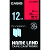 カシオ ネームランド用蛍光赤色テープに黒文字12mm XR-12FRD